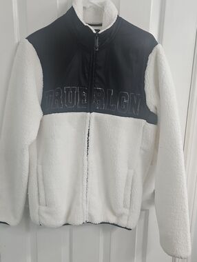 True Religion Black and White Sherpa Zip-Up Jacket